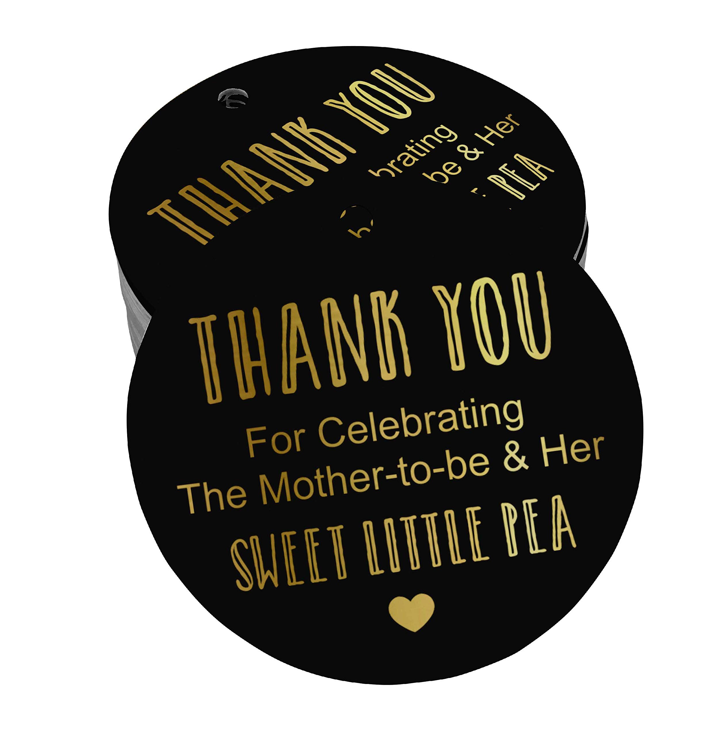 100 Gold Foil Baby Shower Thank You Tags - Elegant Mother-to-Be Celebration Favors for Party Decor, Gift Wrapping & DIY Crafts