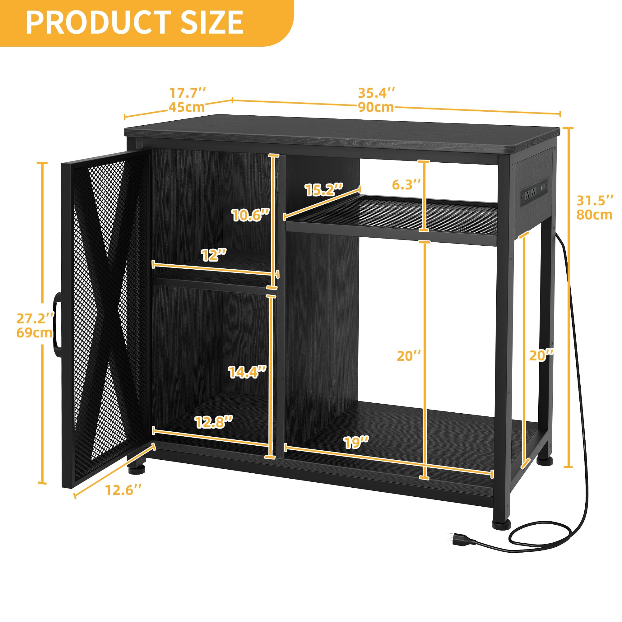 DWVO 40-50 Gallon Aquarium Stand with Power Outlets & LED Light - Heavy Duty Metal Fish Tank Cabinet for Storage, Turtle & Reptile Terrarium - 660LBS Capacity, Black - Perfect for Home, Office & Pet Store Displays