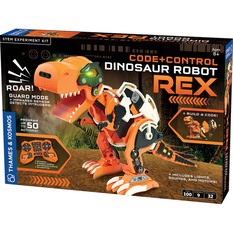 Code+Control Dinosaur Robot: REX - Interactive STEM Toy for Kids | Remote Control Dinosaur with Walking & Roaring Features | Perfect for Educational Play & Birthday Gifts