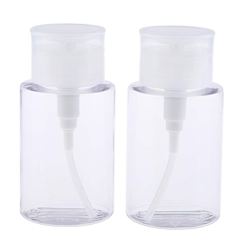 2-Pack Clear 150ml Pump Dispenser Bottles for Liquid Soap, Alcohol & Hand Sanitizer - Push Down Dispenser for Bathroom, Kitchen & Office Use