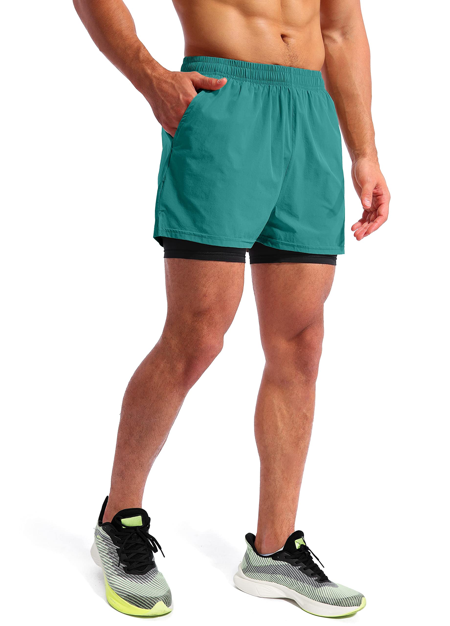 Pudolla Men's 2-in-1 Running Shorts 5