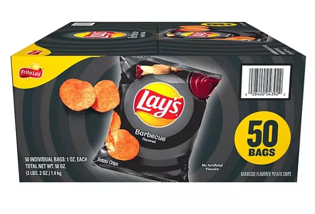 Lay's Barbecue Flavored Potato Chips - 50 Count Bulk Pack - Perfect for Parties, Snacking & Vending Machines