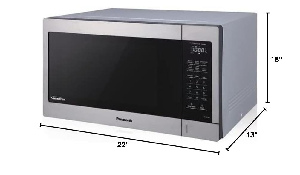 Panasonic NN-SC73LS 1.6 cu ft 1200W Countertop Microwave Oven with Auto Defrost & Inverter Technology (Renewed) - Perfect for Small Kitchens, Dorms, and Office Break Rooms