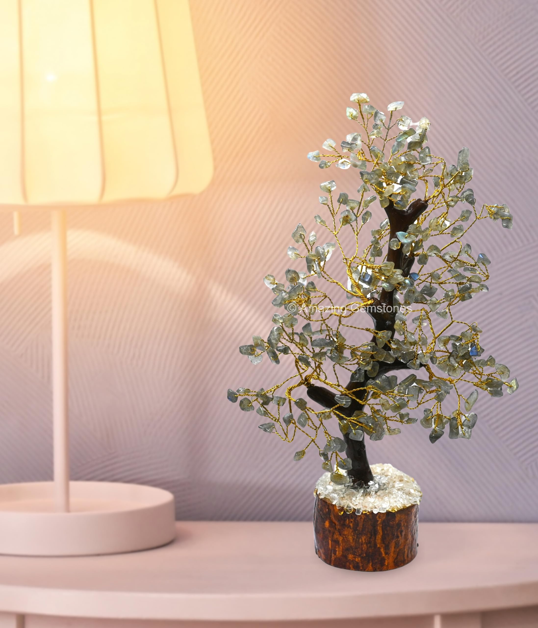 Premium Labradorite Crystal Money Tree - Natural Gemstone Bonsai for Feng Shui, Home & Office Decor (10-12 Inch, Gift Box Ready) - Attract Wealth & Positive Energy for Meditation Spaces, Work Desks & Living Rooms