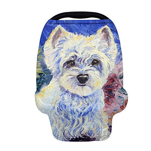 Stylish Schnauzer Print Baby Car Seat Canopy Cover - Stretchy Nursing Cover & Infant Stroller Cover for Girls & Boys - Perfect for Breastfeeding, Travel & Christmas Gifts