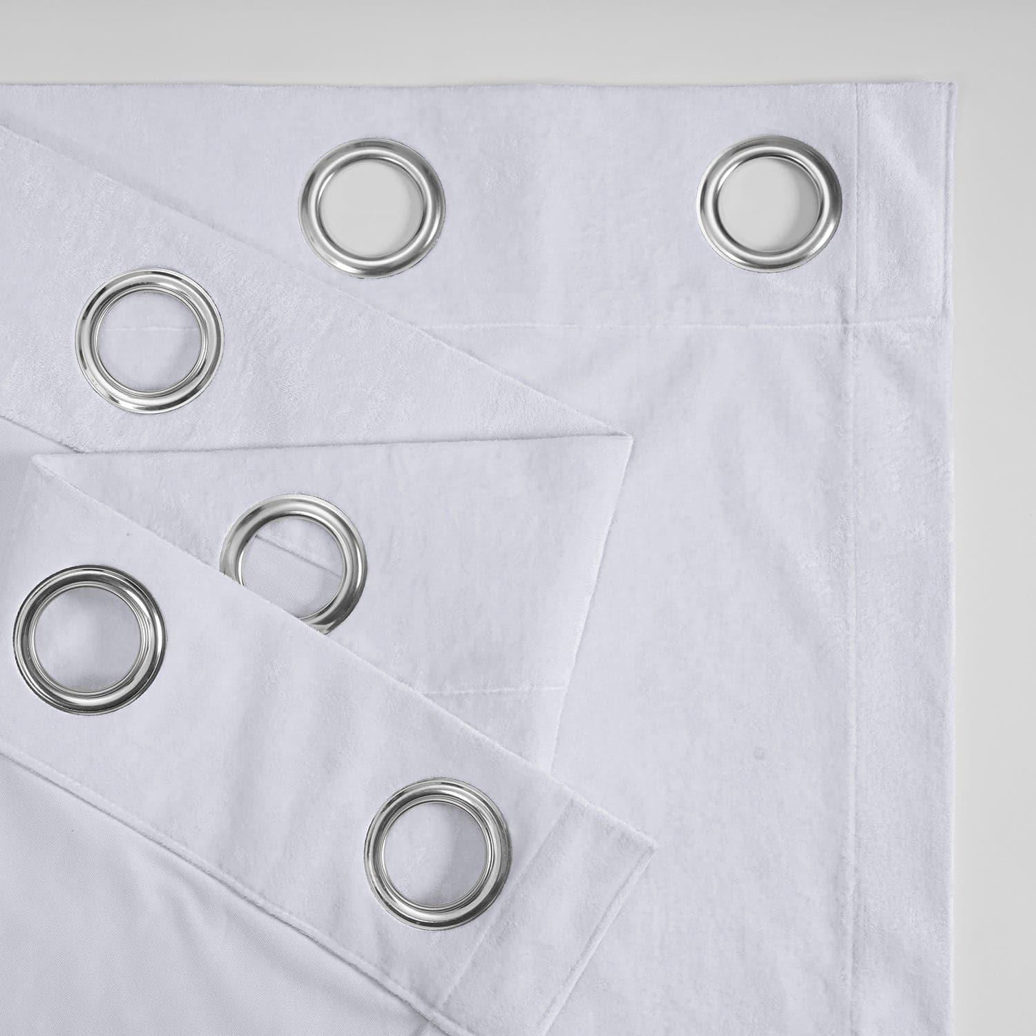 Pearl White Grommet Lush Crush Velvet Room Darkening Curtain