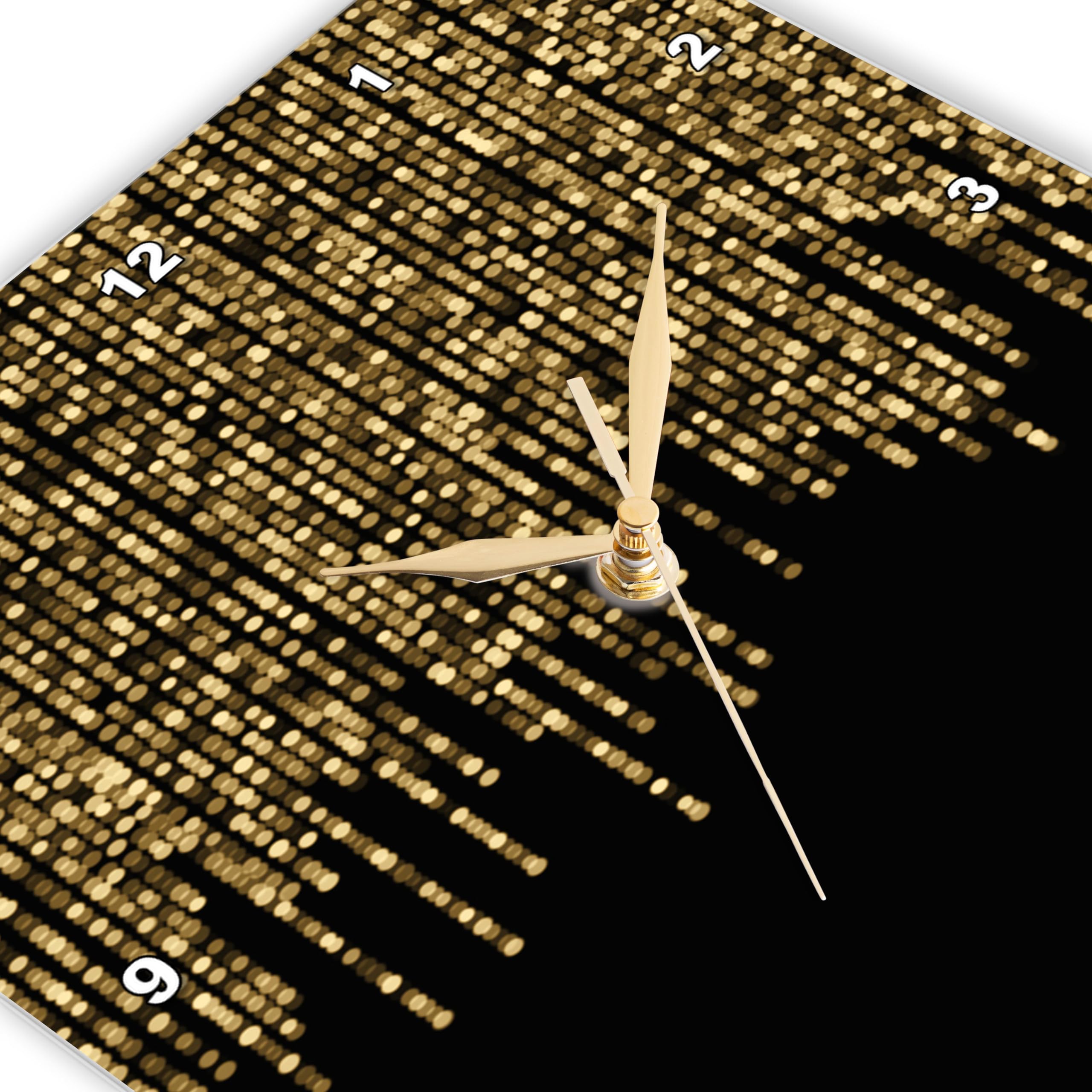 3D Rose Faux Glitter String Lights Black Wall Clock - 15 x 15 Inches, Decorative LED Fairy Lights for Bedroom, Living Room, Party & Home Decor