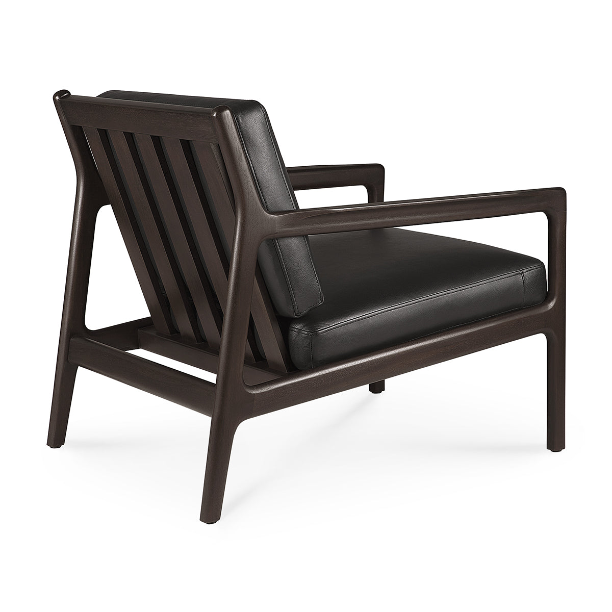 Premium Jack Leather Lounge Chair - Mahogany Dark Brown & Black - Modern Living Room Furniture for Home & Office Relaxation