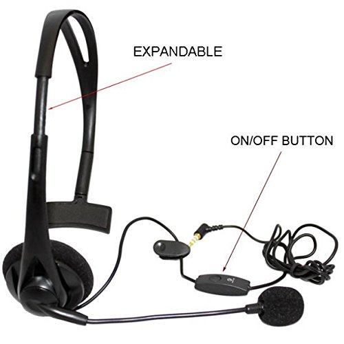 Wired Mono Headphone with Microphone - 3.5mm Single Earbud Headset, Over-The-Head Design, Hands-Free Calling - Compatible with GreatCall Jitterbug Flip - Perfect for Seniors, Home Use & Emergency Communication