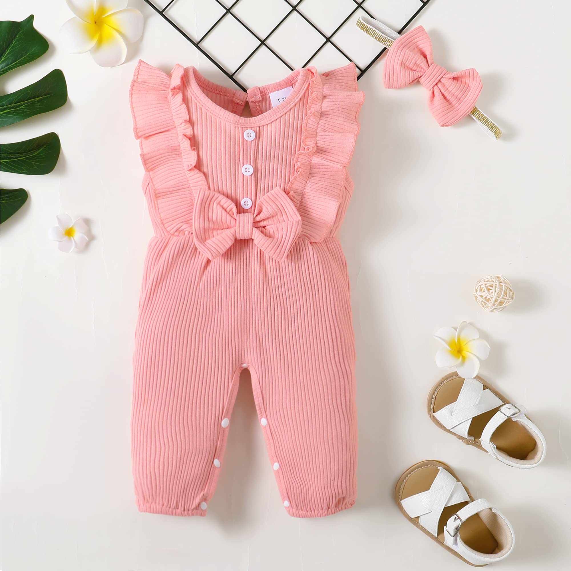 Mioglrie Newborn Baby Girl Clothes - Soft Cotton Short Sleeve Romper Jumpsuit for 0-24 Months | Perfect for Summer, Playdates & Photo Shoots