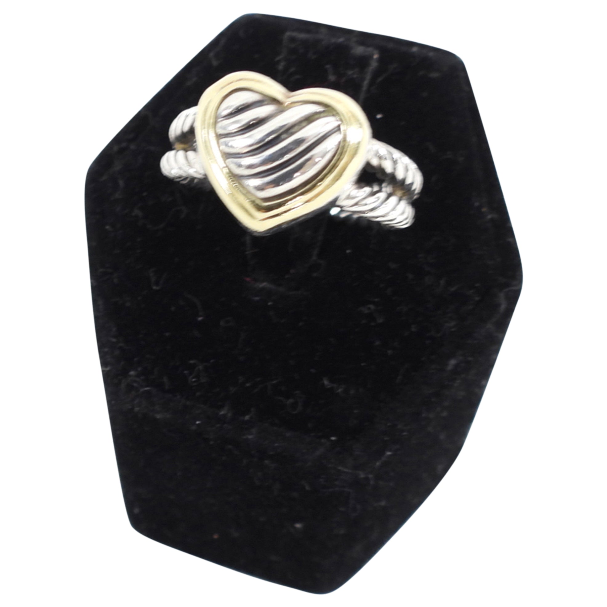 David Yurman Sterling Silver & 18k Yellow Gold Heart Ring for Women - Elegant Valentine's Day Gift, Anniversary Jewelry, Romantic Proposal Accessory