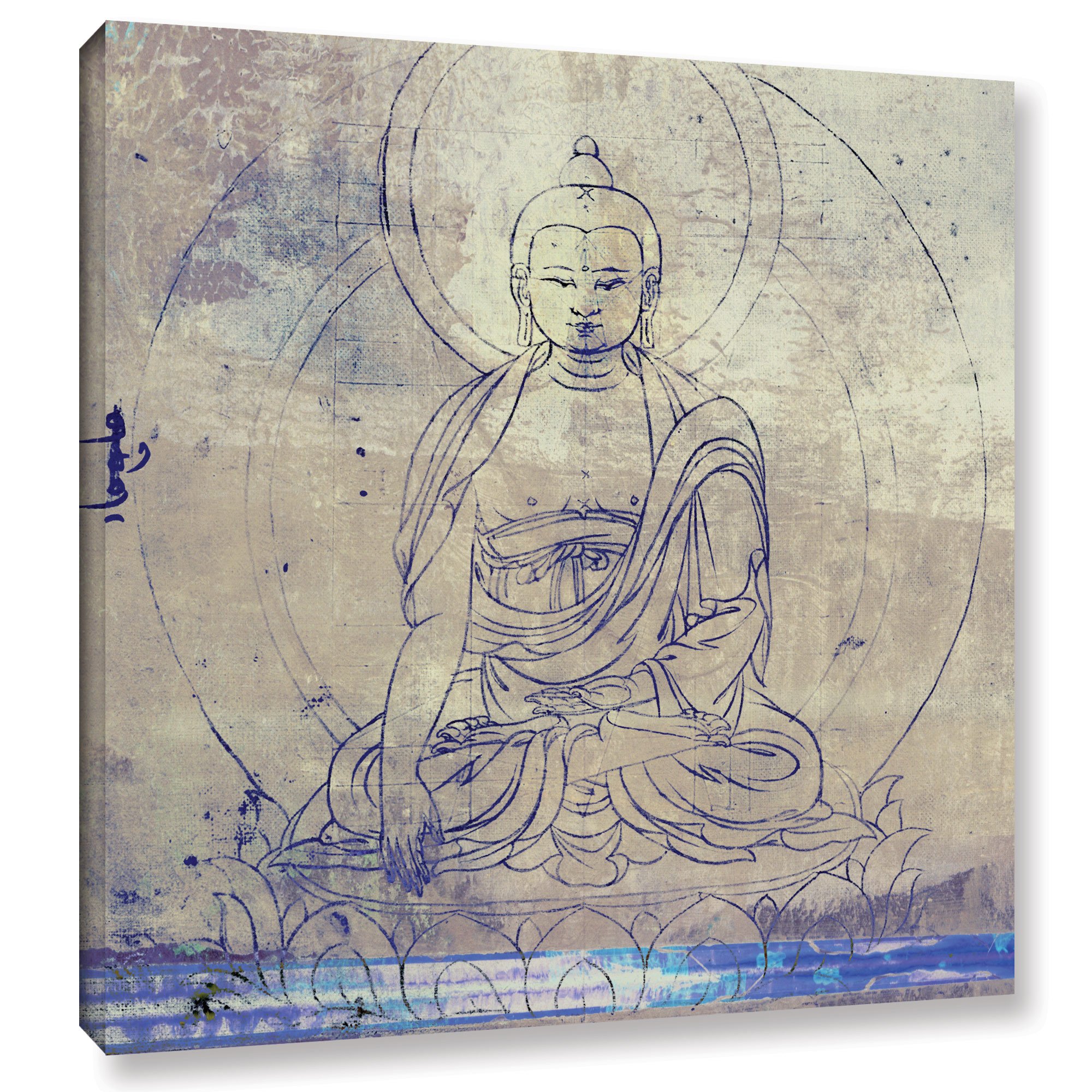 Elena Ray 'Buddha Remix IV' Gallery Wrapped Canvas Print - 18x18 Inches Modern Wall Art for Living Room, Bedroom & Office Decor