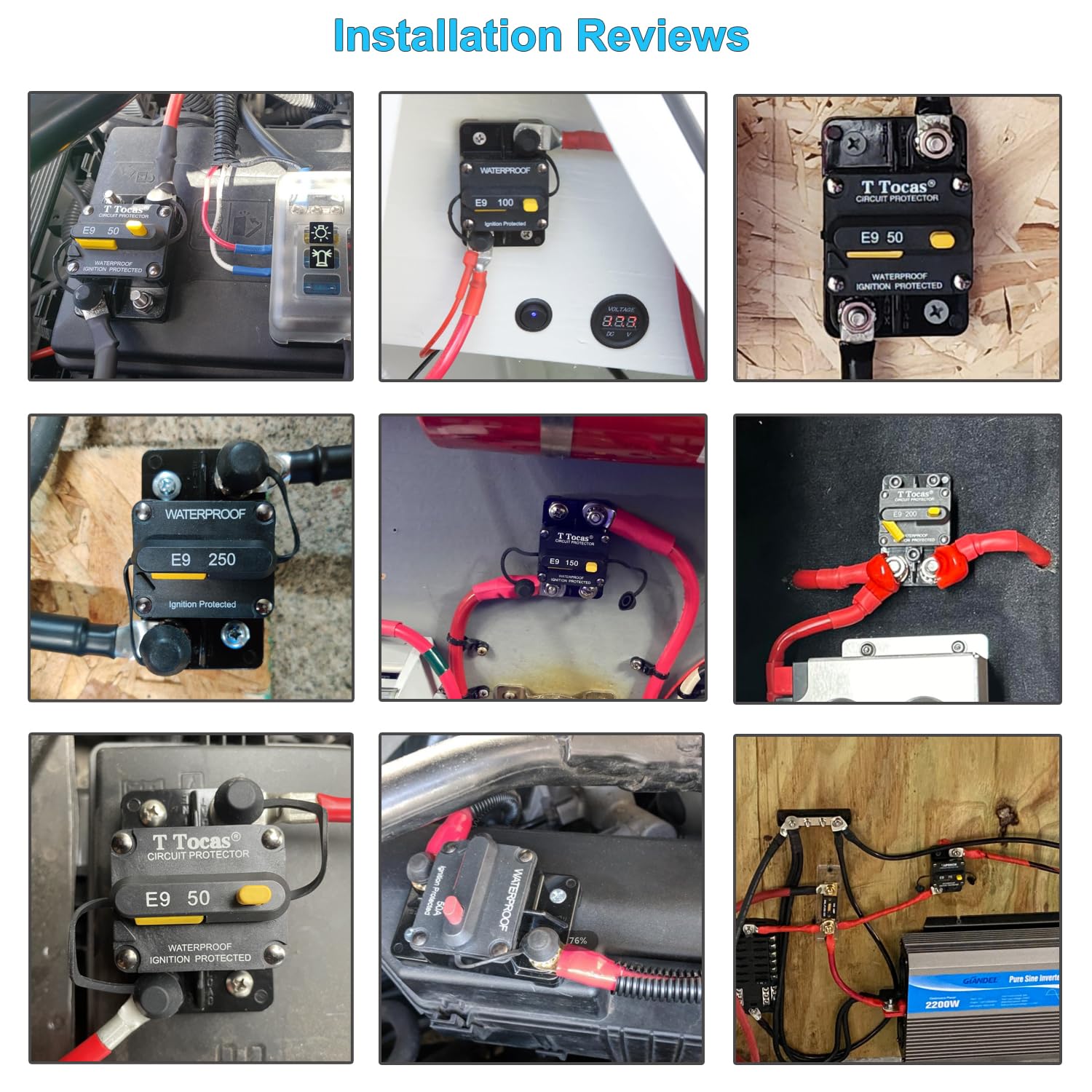 70A Surface-Mount Circuit Breaker with Manual Reset - 12V-48V DC Waterproof IP67 Protection for Marine, RV, Solar Systems & Car Audio (Perfect for Trolling Motors, Boat Batteries & Off-Grid Power)