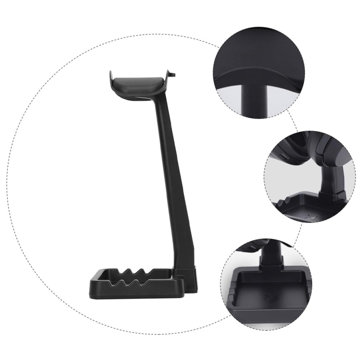 FUNOMOCYA Universal Gaming Headset Stand - Black Headphone Holder with Storage Shelf, Compatible with All Headsets - Perfect for Gaming Setup & Desk Organization