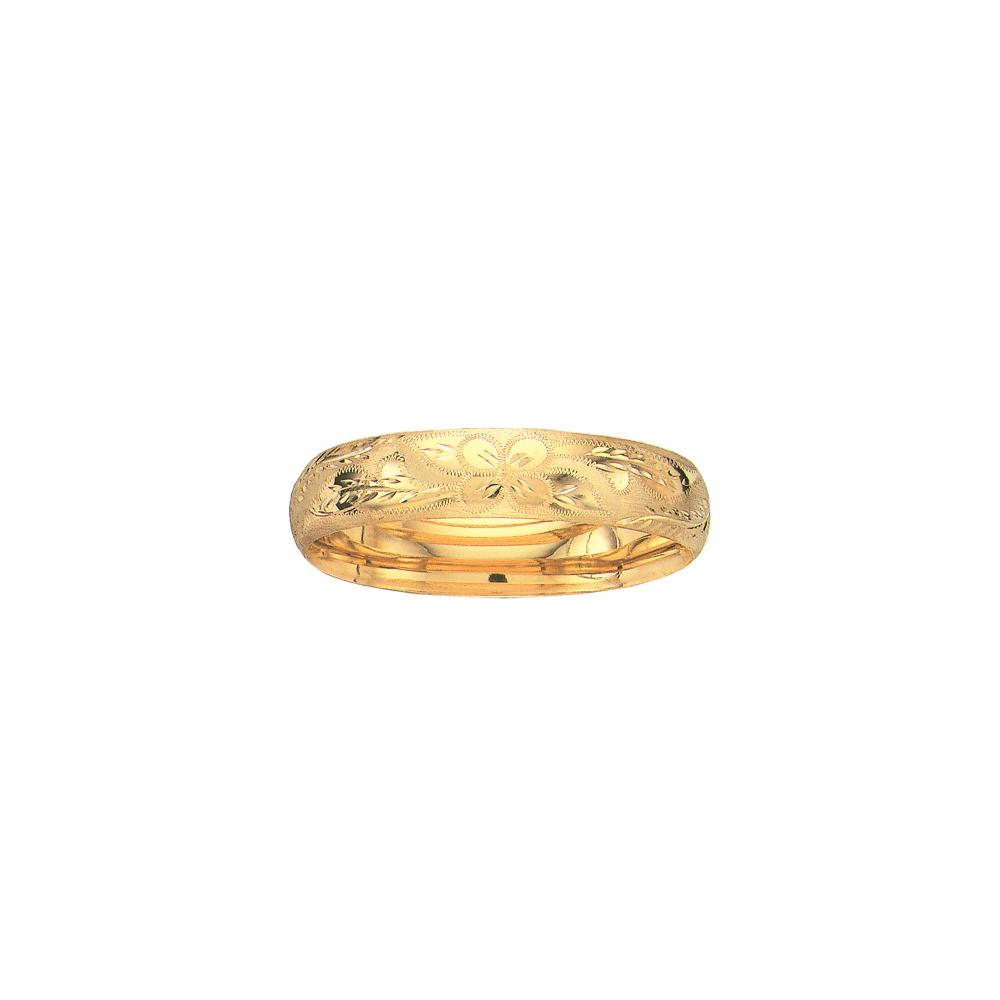 14K Gold Floral Bangle Bracelet - 13.5mm Elegant Floral Design Women's Jewelry for Wedding, Party & Special Occasions