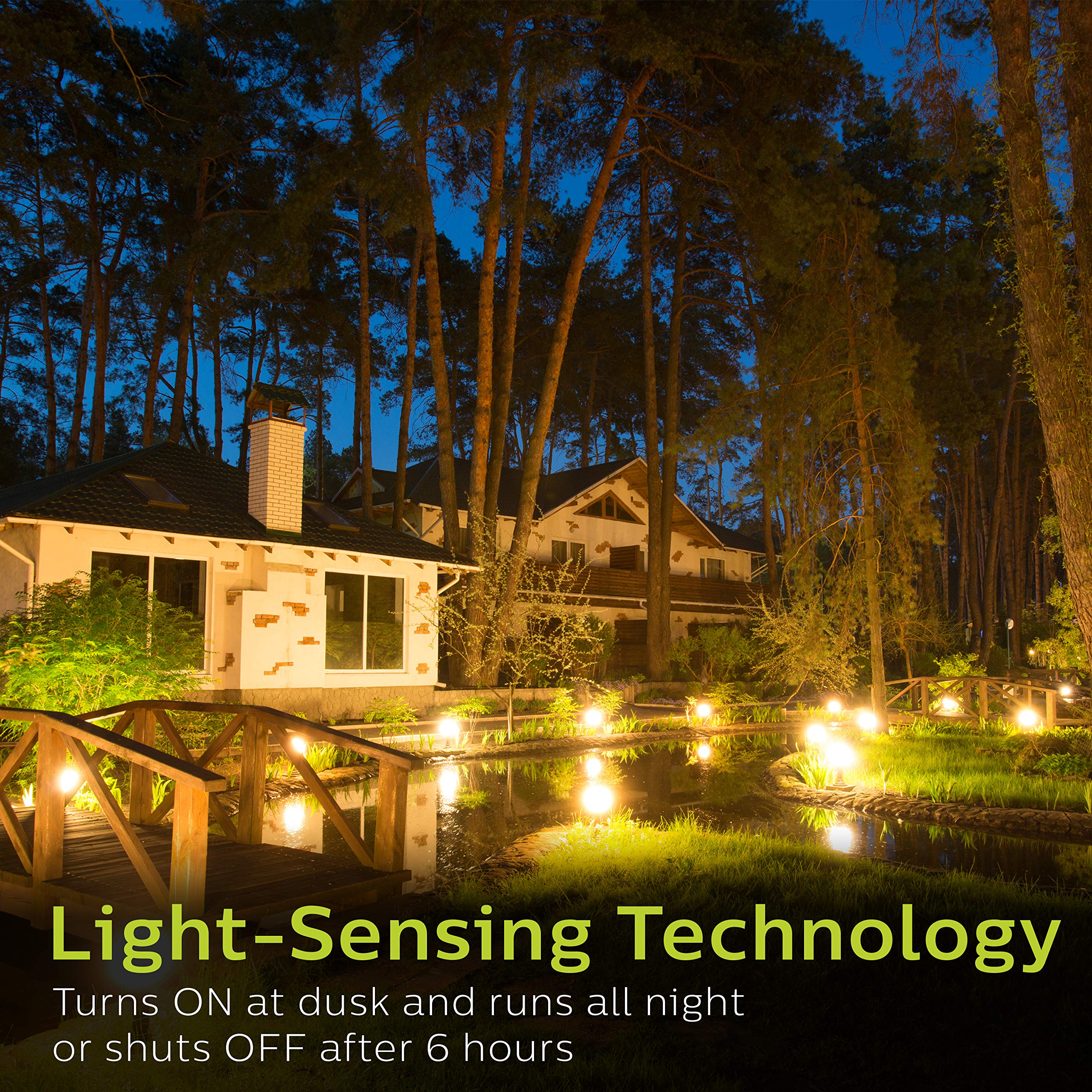 Philips Outdoor Digital Stake Timer with 6 Grounded Outlets - Light Sensing Power Timer for Gardens & Landscaping - Custom ON/OFF Settings, Weatherproof & Rotating Design - Perfect for Holiday Lights, Fountain Pumps & Outdoor Decor (Green, Model SPC1236AT/27)