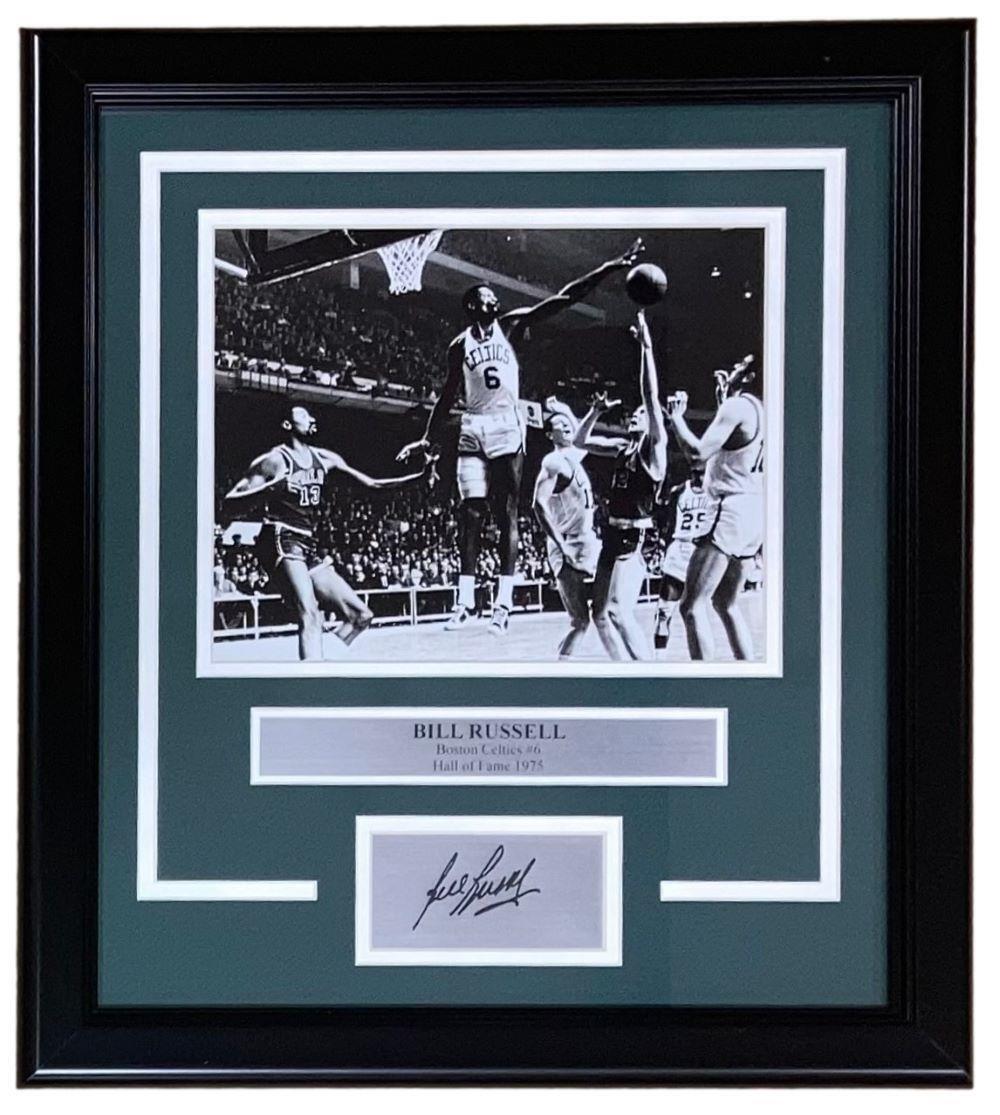Authentic Bill Russell Framed 8x10 Boston Celtics Photo with Laser Engraved Autograph - Perfect for Sports Memorabilia Collectors & Celtics Fans Home Decor