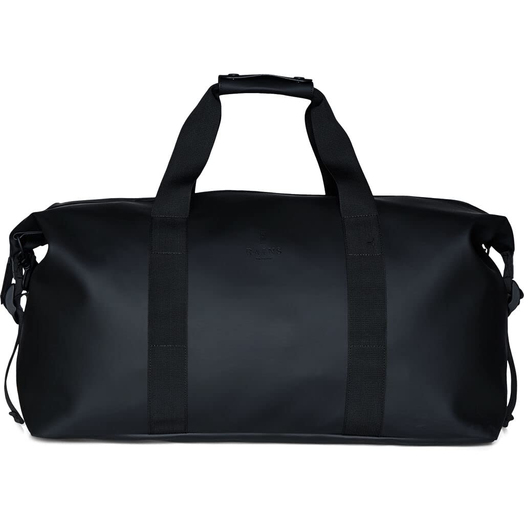 RAINS Waterproof Weekend Travel Bag - Large Durable Carryall for Gym, Work & Overnight Trips - Black Water-Resistant Backpack for Men & Women