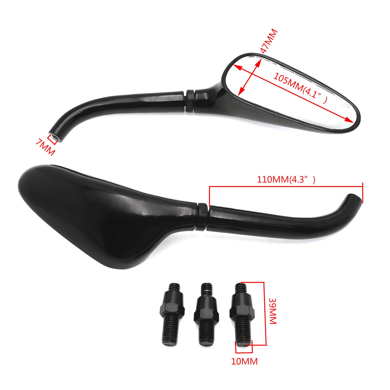 Universal Small Golf Club Mirrors for Harley & Yamaha Motorcycles - Custom Fit, Black - Perfect for Enhanced Visibility While Riding [B00RNIS356]