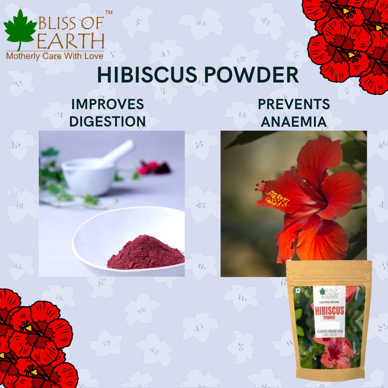 100% Pure & Natural Hibiscus Powder for Hair Growth & Skin Care - 100GM | Strengthens Hair, Reduces Acne & Anti-Aging Solution | DIY Hair Masks, Face Scrubs & Natural Beauty Treatments