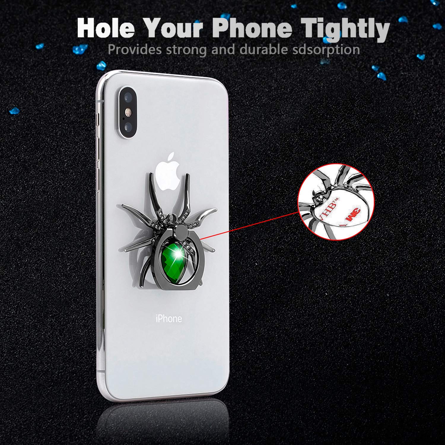 Allengel Spider Phone Ring Holder Stand - Animal-Themed Rhinestone Phone Grip & Kickstand for All Smartphones (Green) | Perfect for Hands-Free Viewing, Secure Grip & Stylish Phone Accessory