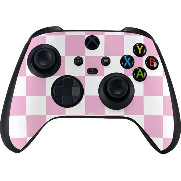 Skinit Custom Gaming Skin for Xbox Series X Controller - Pink & White Checkerboard Design | Protective Decal for Enhanced Grip & Style | Perfect for Gaming Enthusiasts & Collectors