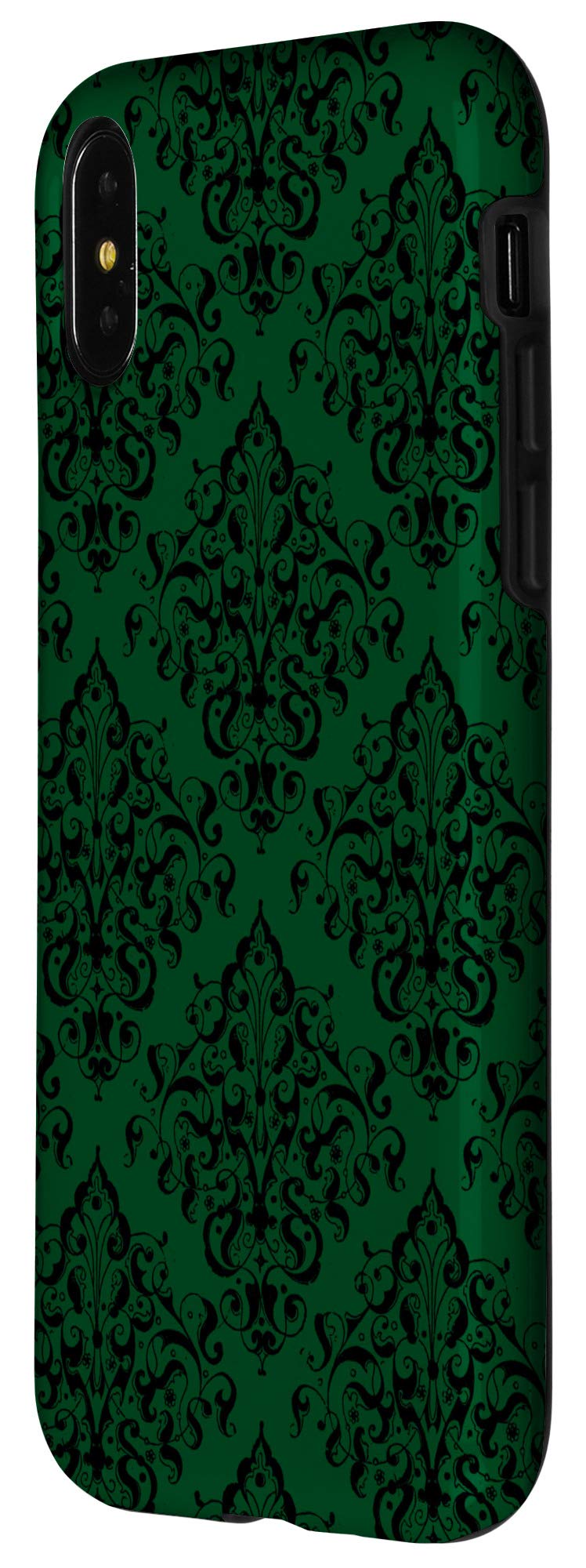 Gothic Dark Green Floral Pattern iPhone X/XS Phone Case - Occult Goth Design for Protection & Style - Perfect for Halloween, Cosplay & Alternative Fashion Lovers