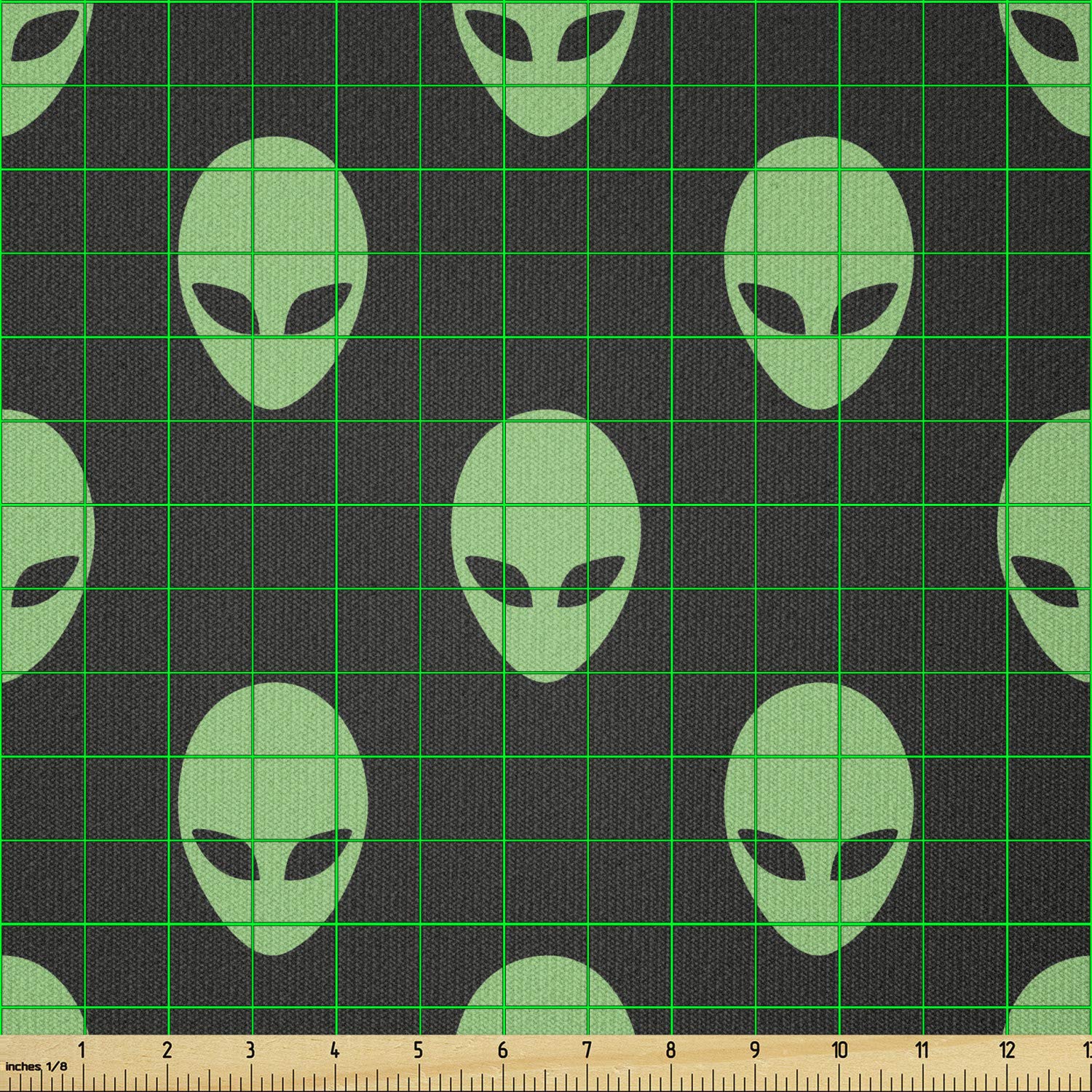 Ambesonne Alien Fabric by The Yard - Supernatural Martian & Extraterrestrial Print Stretch Knit Fabric for DIY Clothing, Sewing & Craft Projects (10 Yards, Fern Green) - Perfect for Cosplay, Sci-Fi Costumes & Unique Home Decor