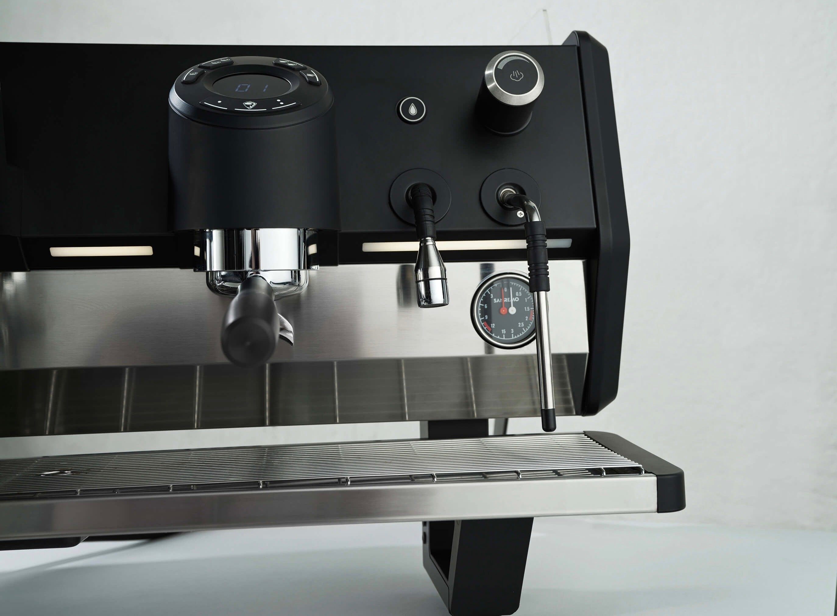 Sanremo D8 PRO Commercial Espresso Machine - 3 Group Semi-Automatic Coffee Maker in White & Champagne Finish | Perfect for Cafés, Restaurants & Coffee Shops