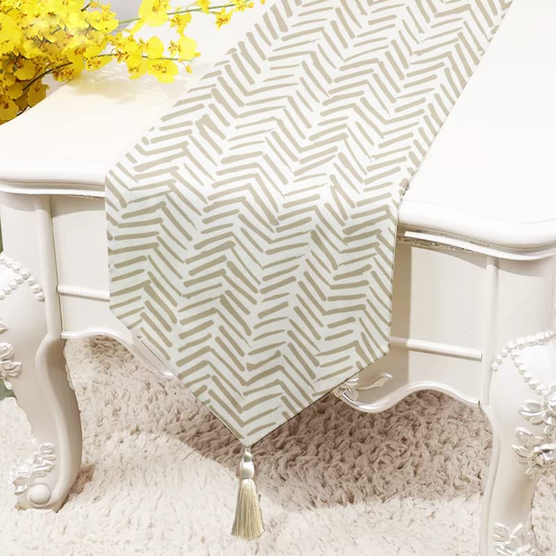 Umi Arrow Stripe Printed Poly Cotton Table Runner & Bed Runner - 13x60 Inches with Tassels | 4-Seater Dining Table Decor & Bedroom Accent | Perfect for Weddings, Holidays & Home Decor