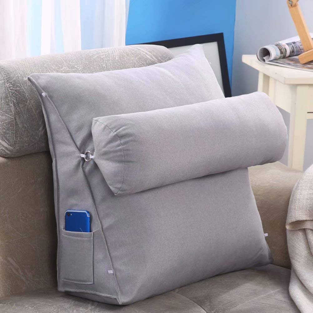 **Adjustable Wedge Backrest Cushion for Bed, Sofa & Bay Window - Lumbar Support Pillow with Removable Washable Cover - Comfortable Long Chair Cushion for Reading, Relaxing & Back Pain Relief**