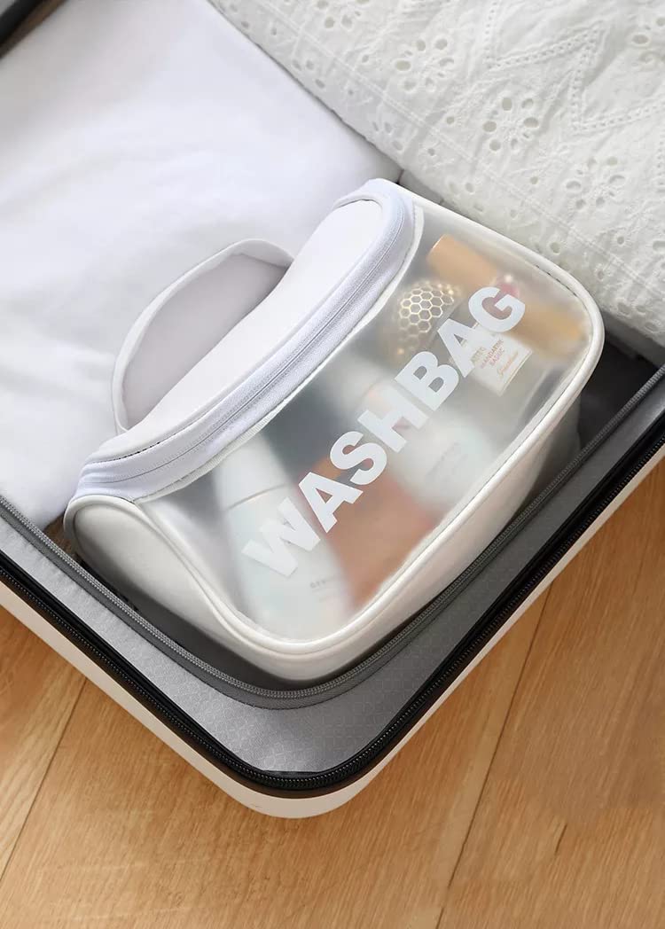 VALAMJI Clear PVC Zipper Cosmetic Travel Bag - Waterproof Toiletry Organizer for Makeup, Shampoo, Skincare - Portable Wash Bag for Women & Girls - Perfect for Travel, Gym, Camping & Daily Use