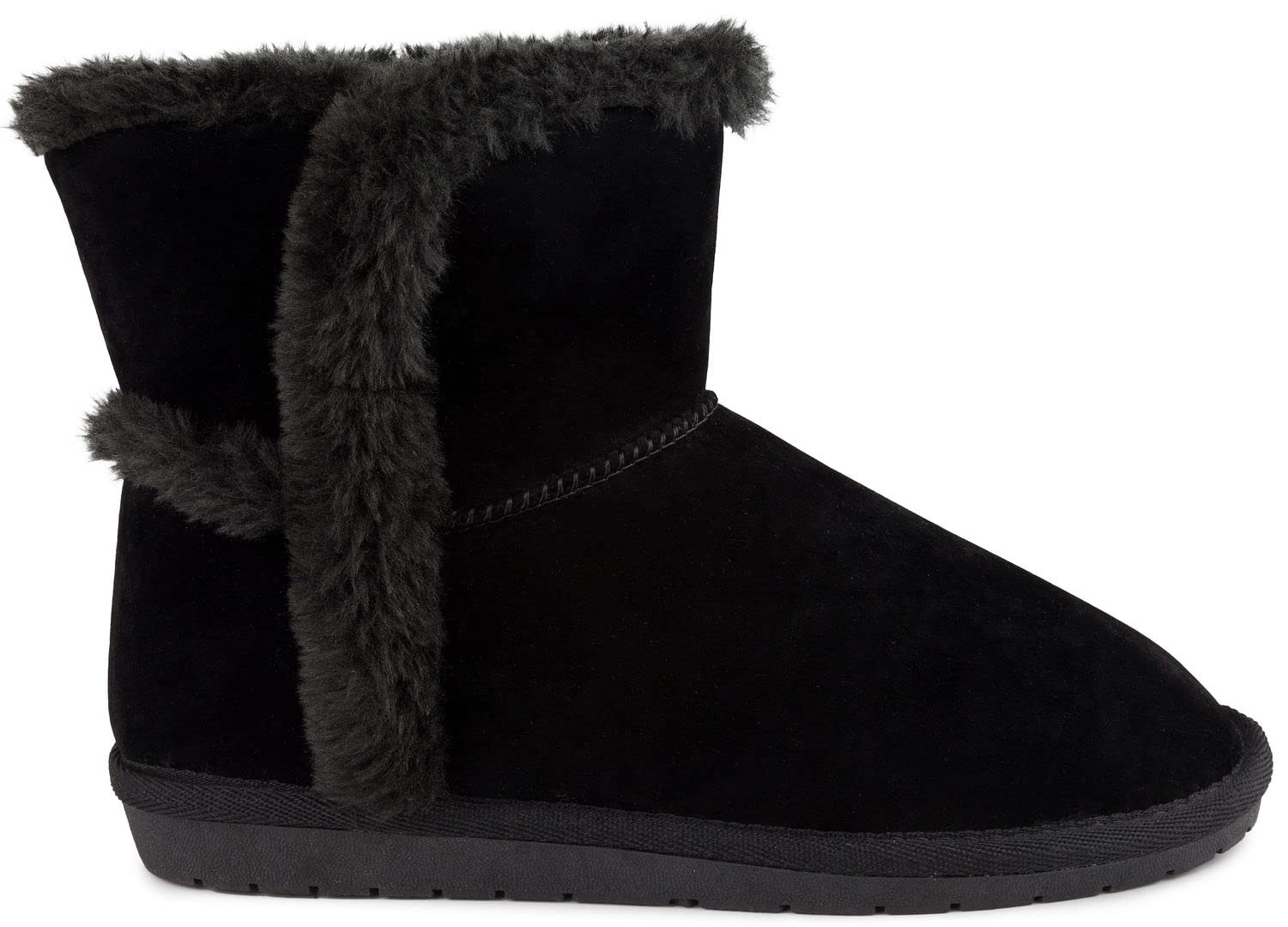Women's Sugar Poppy Faux Suede Winter Snow Boots - Black Size 7 Medium (B,M) | Warm Comfortable Booties for Cold Weather, Snow Days & Winter Fashion