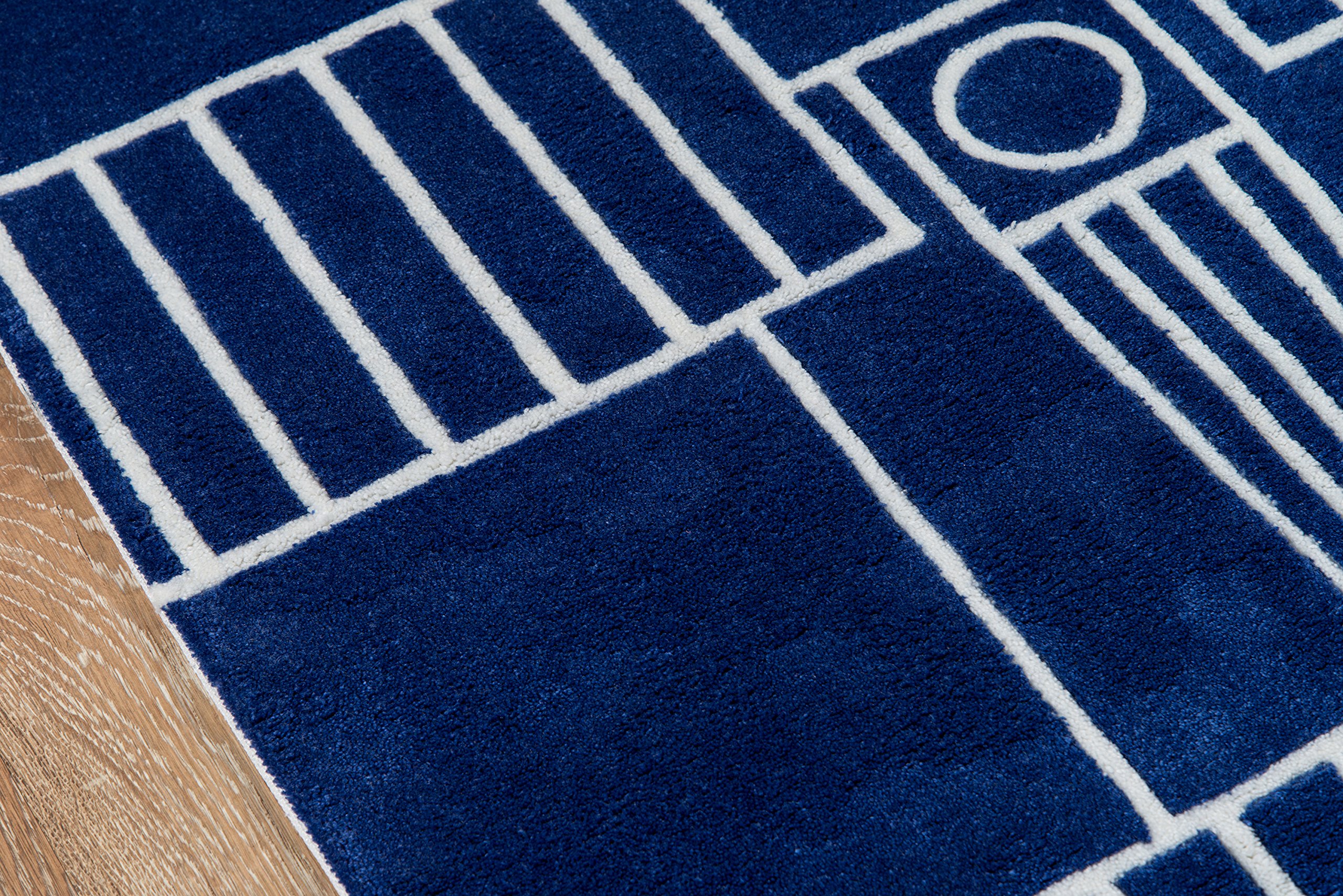 Momeni Lil' Mo Hipster Collection Kids Themed Hand Carved Tufted Area Rug 4x6 Feet Navy Blue - Perfect for Nursery, Playroom & Kids Bedroom Decor