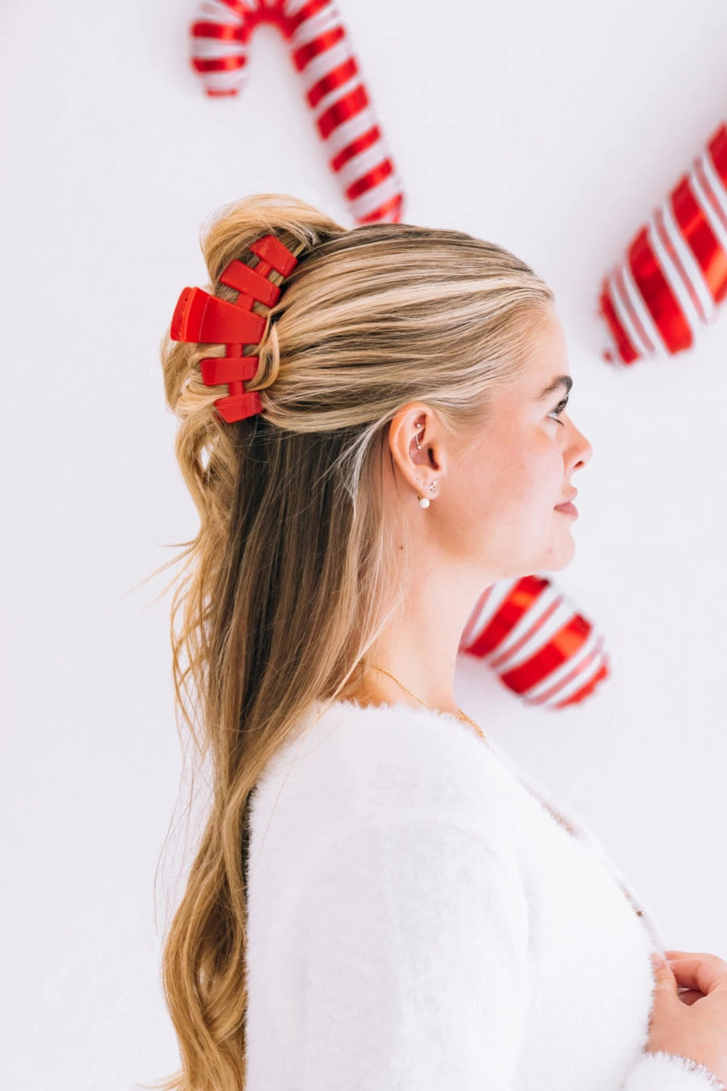 Classic Rudolf Red Large Hair Clip - Fashionable Hair Accessory for Women & Girls - Perfect for Parties, Weddings & Everyday Styling