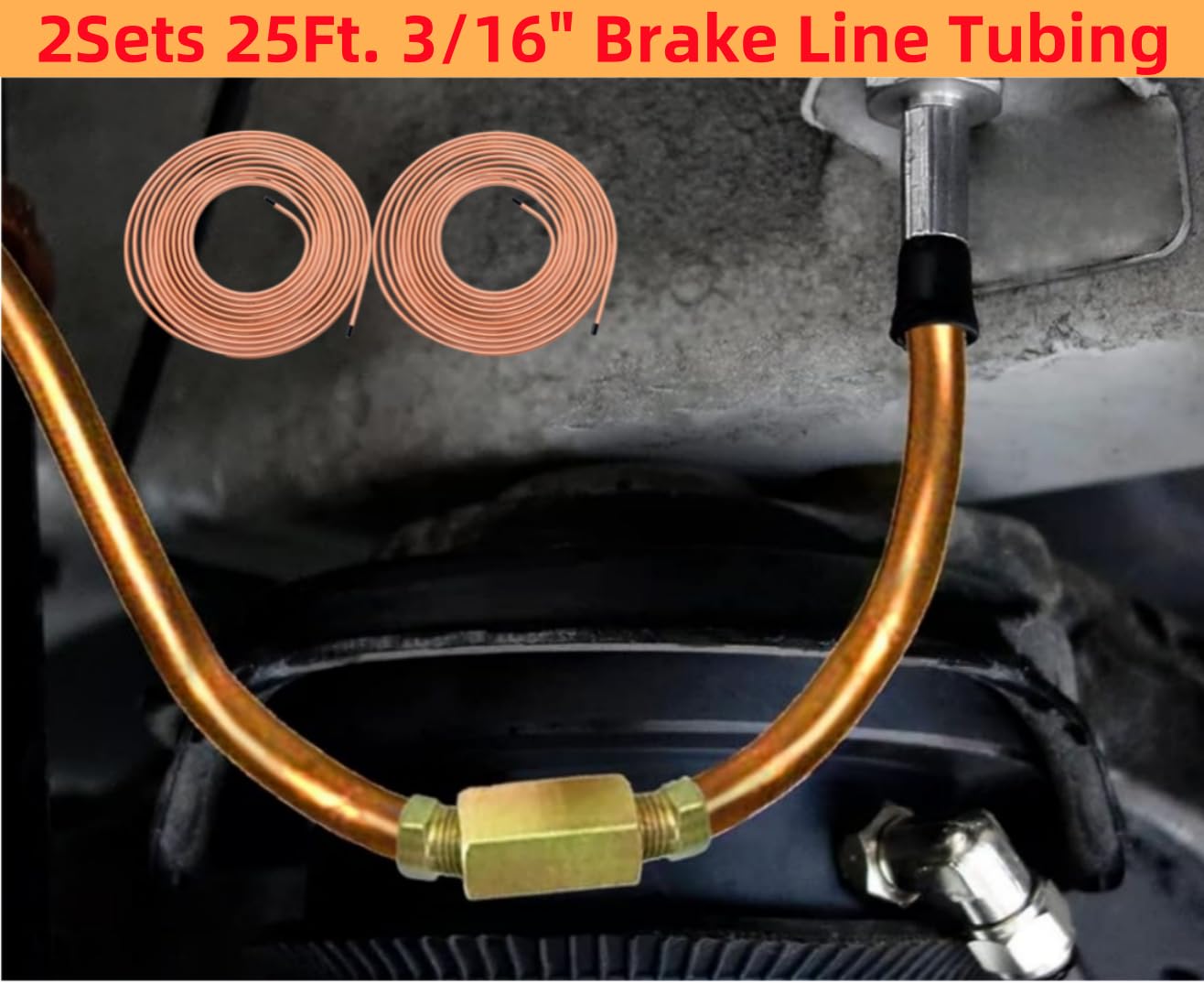 Copper Nickel Brake Line Kit - 25ft Tubing & 32 Fittings for Auto Repair