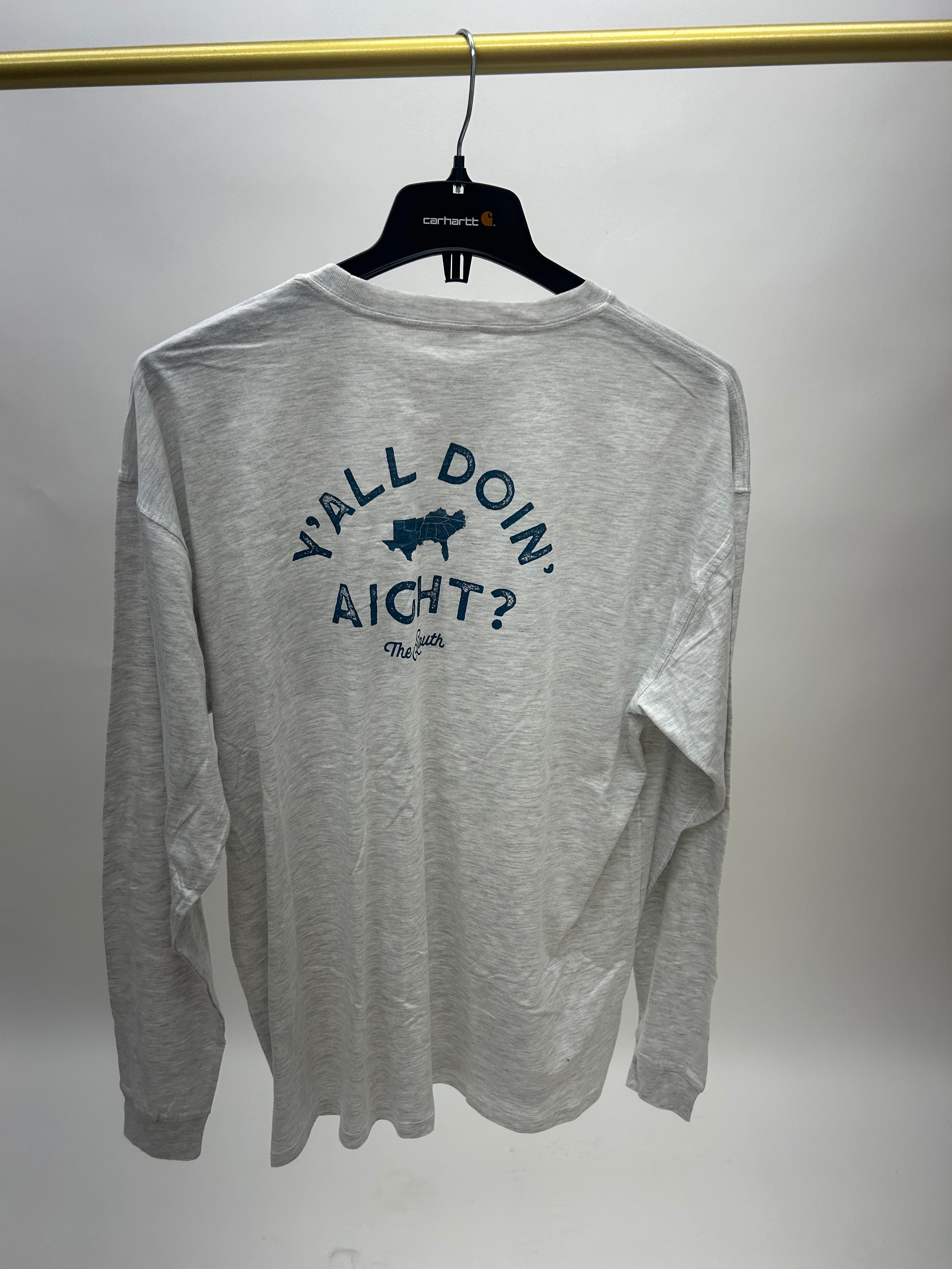 American Co Y'all Doin' Alright Long Sleeve T-Shirt - Comfortable Cotton Casual Shirt for Men & Women - Perfect for Everyday Wear, Outdoors, and Relaxing