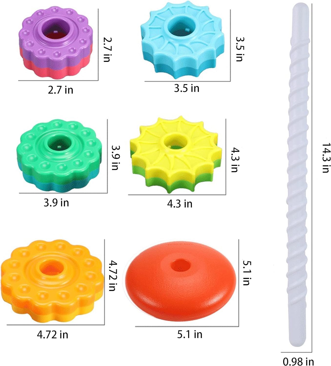 Baby Spinning Stacking Toys - ABS Plastic Rainbow Ring Stacker for Toddlers | Montessori Sensory Learning Toy for Autism & Early Education | Perfect for Playtime, Daycare & Developmental Activities