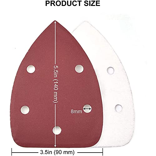 30Pcs 400 Grit Hook & Loop Sandpaper for Mouse Sander - 5 Hole Design, Red Detail Sander Pads - Perfect for Woodworking, Furniture Refinishing & DIY Projects