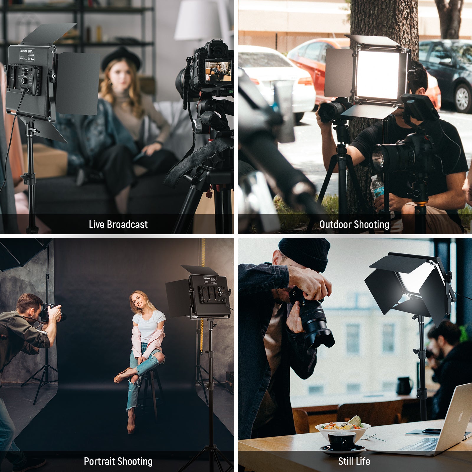 NEEWER 2 Pack NL660 Bi-Color LED Video Light Panel Kit - 3200K to 5600K Adjustable, Dimmable Lighting for YouTube Videos, Photography, Live Streaming & Studio Production