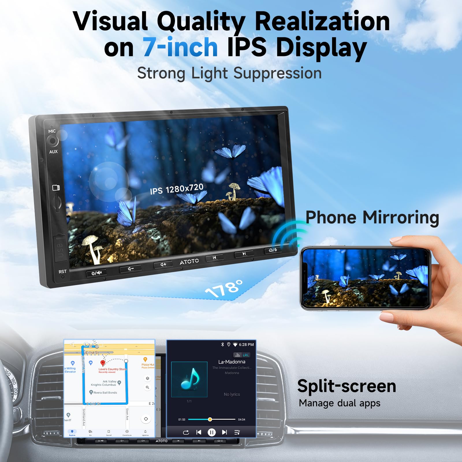 A5L 2G+32G Android Double DIN Car Stereo with 7