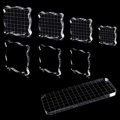Salemi Acrylic Clear Stamping Block Grid and Grip Scrapbook Craft Making Essential Tool - 10x10x1CM for Card Making, DIY Projects & Scrapbooking
