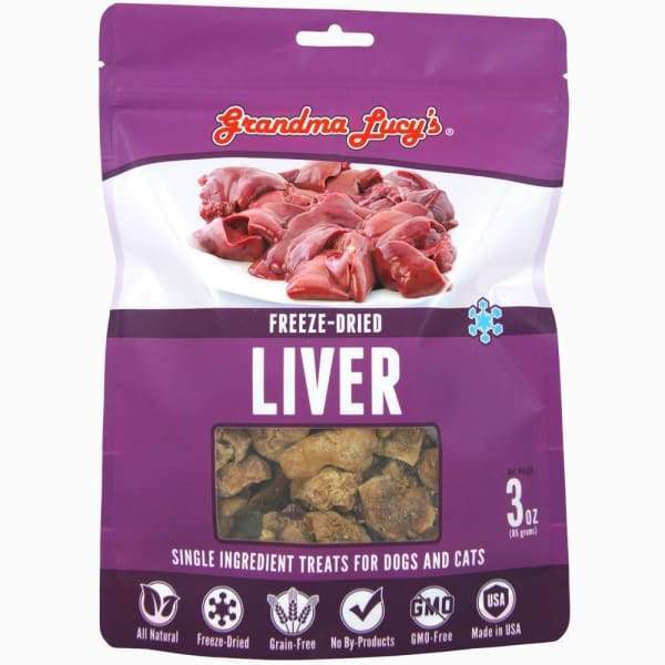 Grandma Lucy's Freeze-Dried Chicken Liver Dog & Cat Treats - 2.5oz Single-Serve Pack | High-Protein Training Snacks for Puppies, Kittens & Senior Pets | Perfect for Travel, Hiking & Reward-Based Training