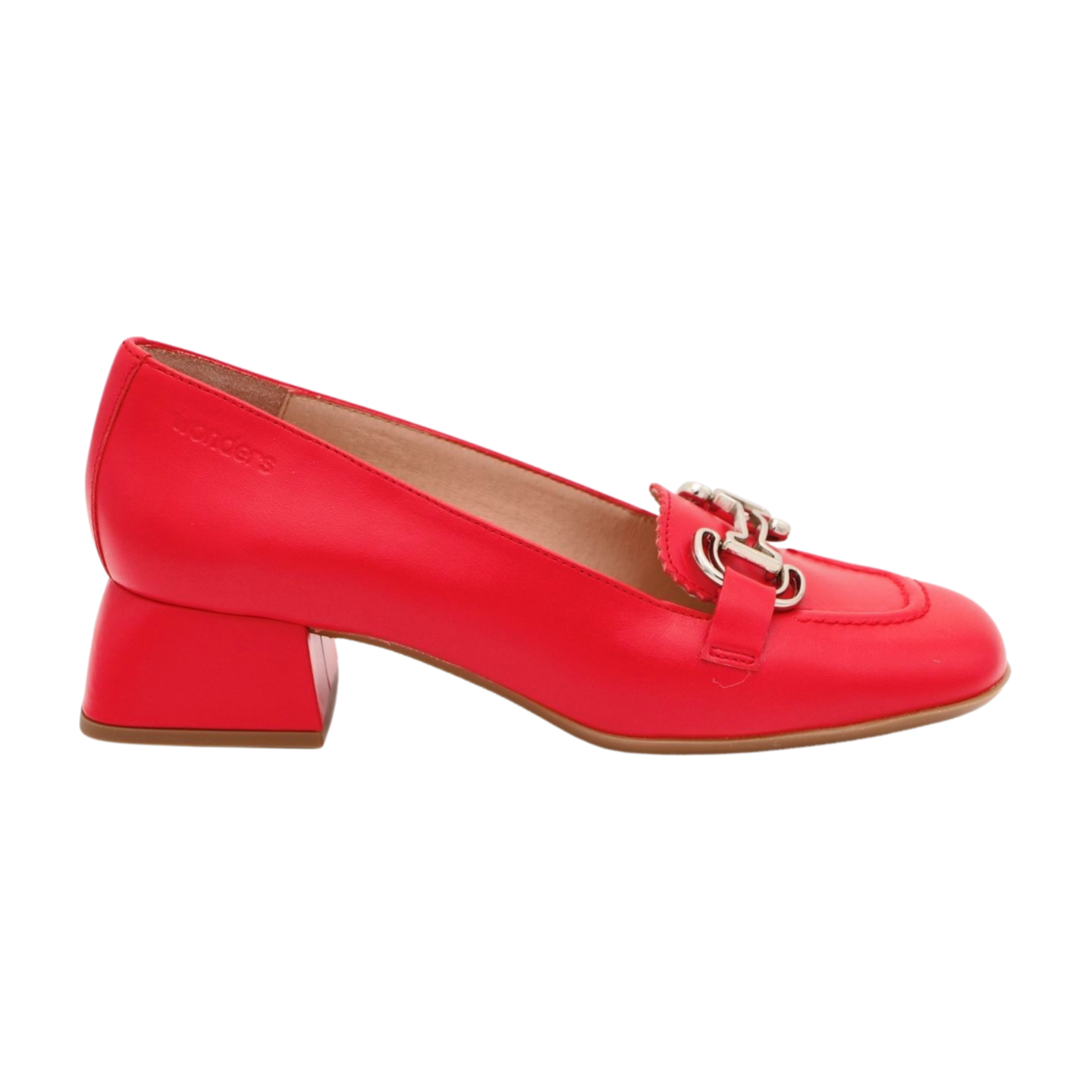 WONDERS Red Leather Loafer Shoes with Silver Buckle D 1221 - Classic Slip-On Dress Shoes for Men & Women | Perfect for Office, Business Casual & Formal Occasions