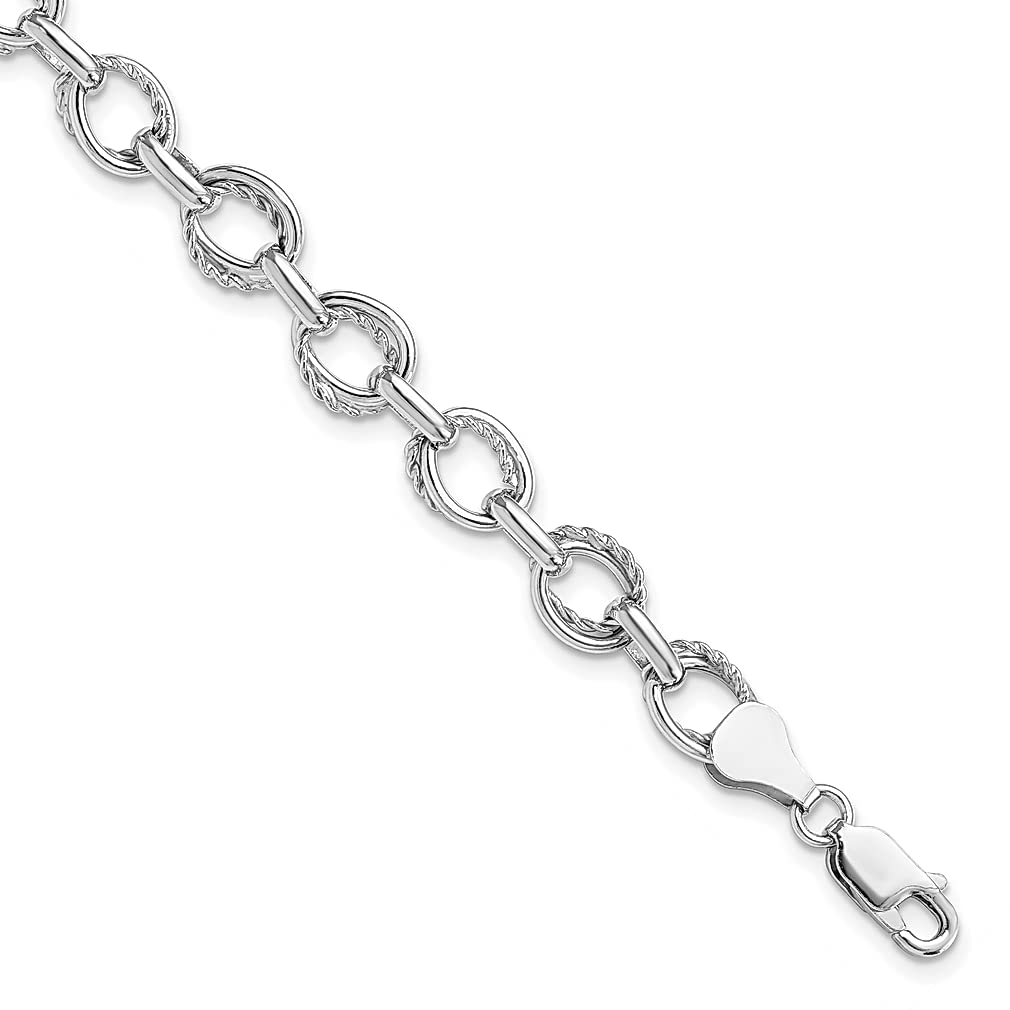 925 Sterling Silver Textured Link Bracelet for Women - 7.5 Inch Adjustable Fine Jewelry Gift for Her - Perfect for Everyday Wear, Date Nights & Special Occasions