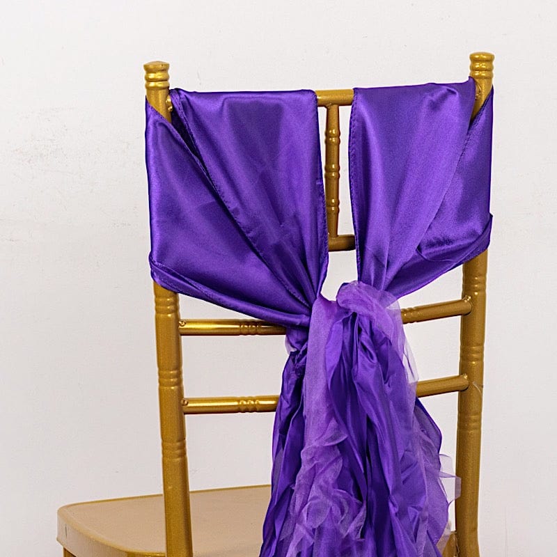 5 Pack Curly Willow Chiffon Satin Chair Sashes - Elegant Wedding Decor, Bridal Shower & Party Chair Ribbons for Banquet, Reception, and Special Events