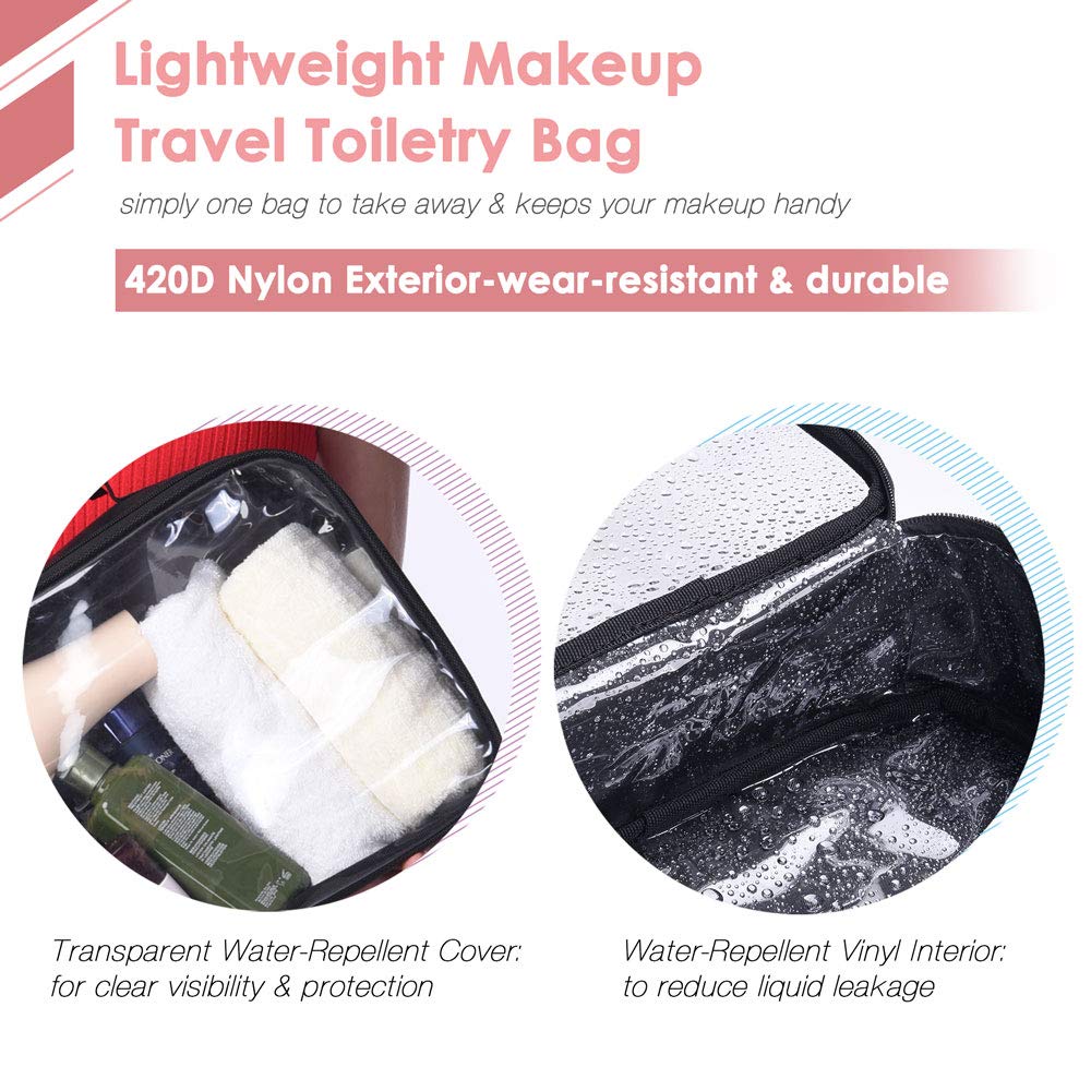 Byootique 420D Clear Nylon Makeup Bag - Waterproof Travel Toiletry Organizer for Cosmetics, Transparent Cosmetic Storage Case - Perfect for Pool, Gym, Beach & Airplane Travel Accessories