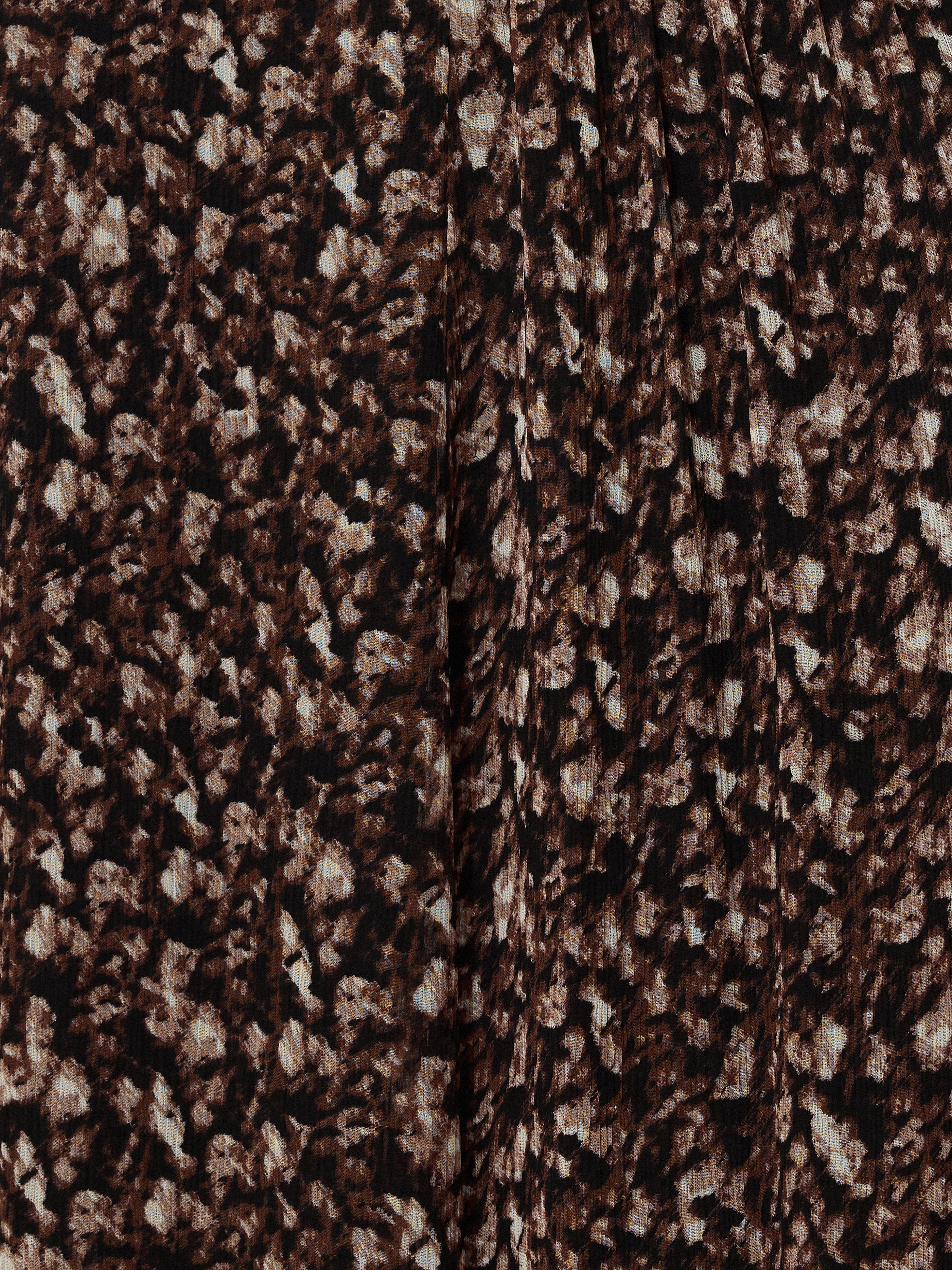 Abstract Leopard Print Midi Skirt for Women - Brown A-Line High Waist Flowy Skirt | Perfect for Casual Outfits, Office Wear & Date Nights