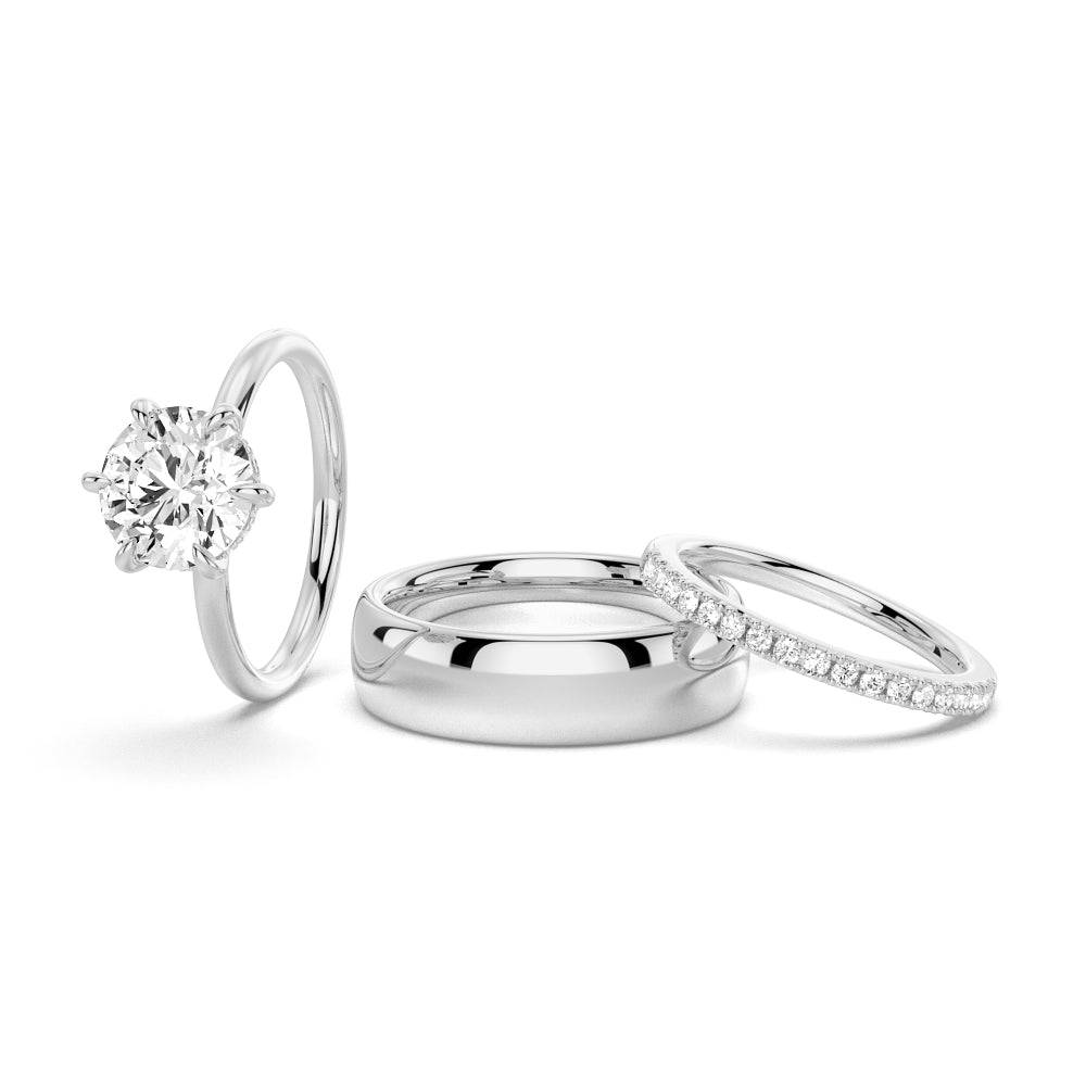 Exquisite 6-Prong Solitaire Moissanite Engagement & Wedding Ring Set for Couples - Matching Men's Band - Perfect for Proposals, Anniversaries & Romantic Occasions
