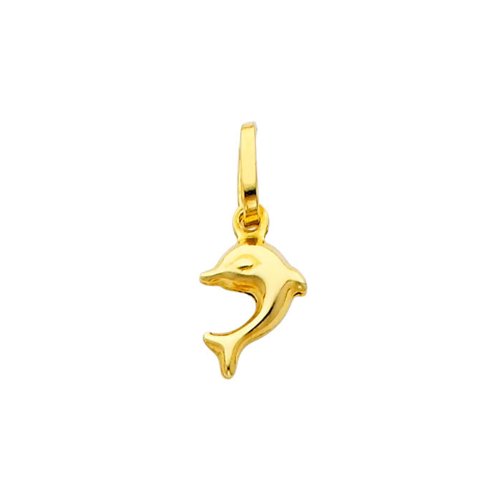 14K Yellow Gold Dolphin Pendant Necklace with 0.65mm Box Link Chain - Elegant Ocean-Themed Jewelry for Women - Perfect for Beach Vacations, Birthday Gifts & Everyday Wear